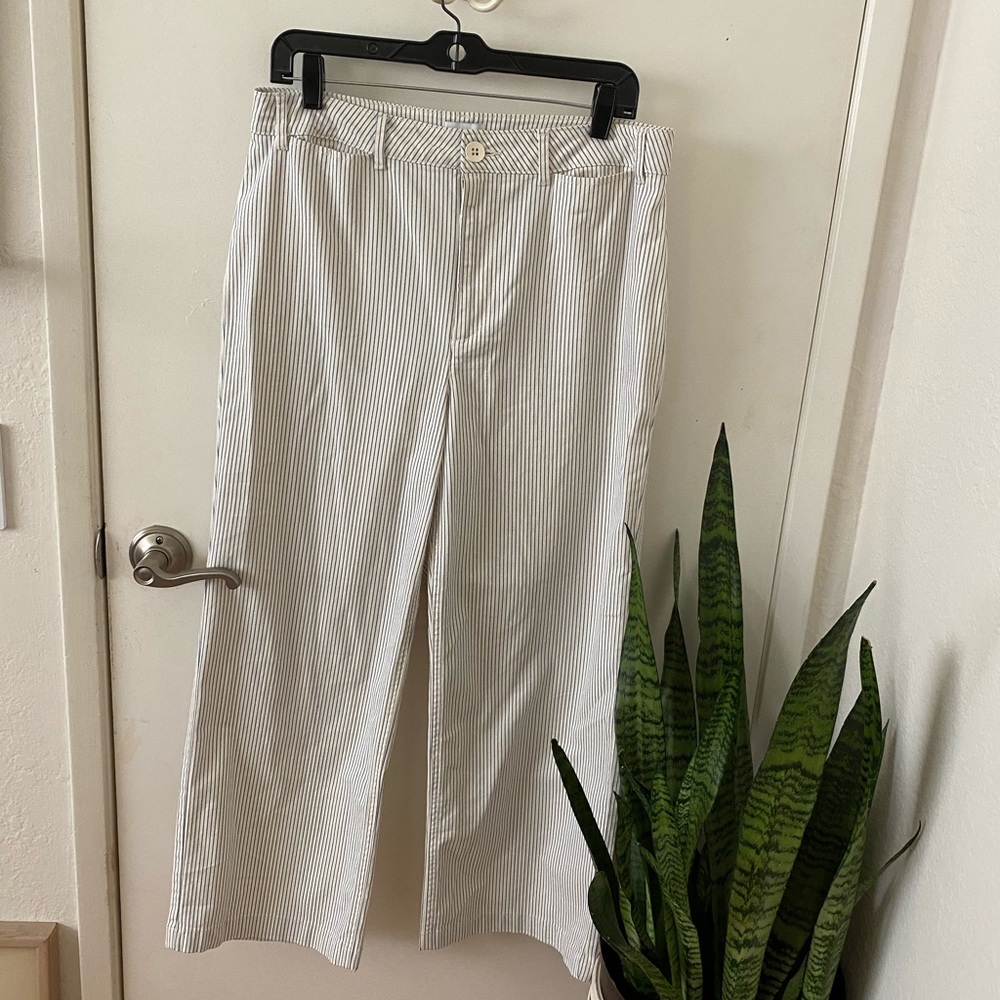 Blue & White High Rise Wide Leg Pants